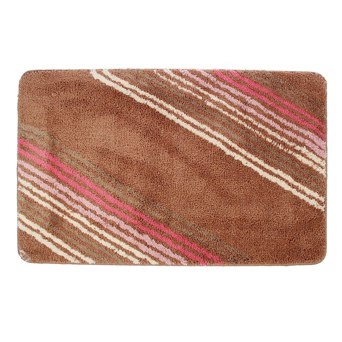 Коврик для ванной "Полосатый", цвет коричневый