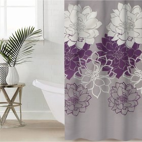 Штора для ванной комнаты Доляна «Большие цветы», 180×180 см, полиэстер, цвет сиреневый Ош