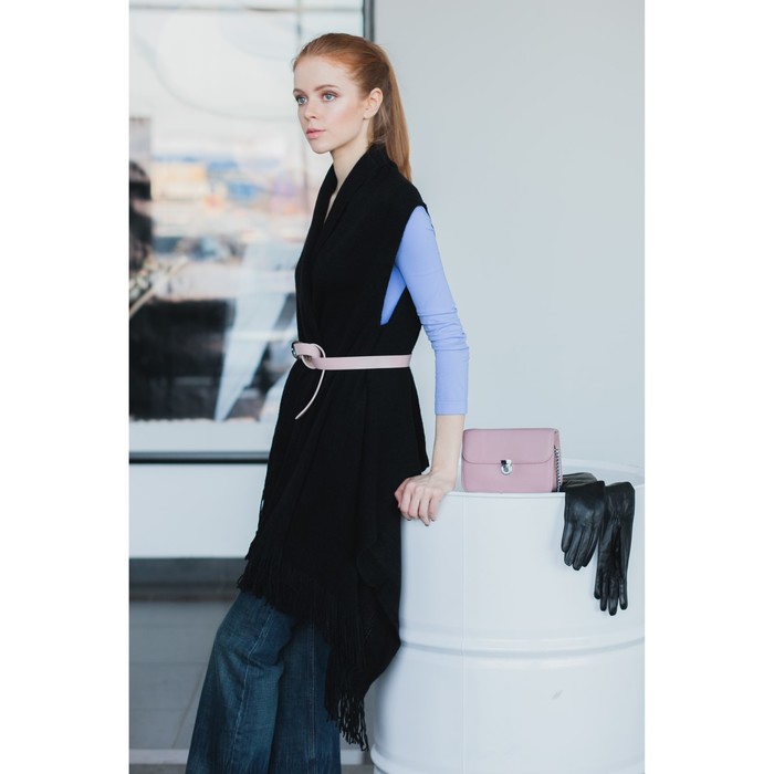 Пончо (кардиган) 75х160 см, цвет черный, акрил 100%