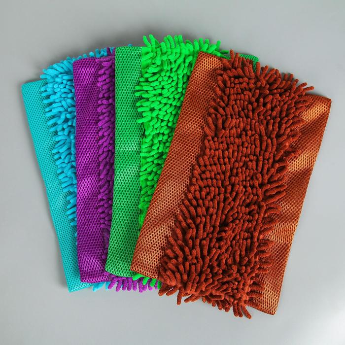 Насадка для швабры с зажимом-бабочкой, микрофибра букля 37х25 см, цвет МИКС