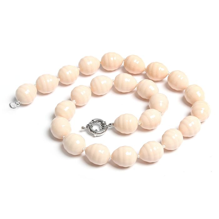 Бусы "Майорка" капля рифленая, цвет кремовый, 40см