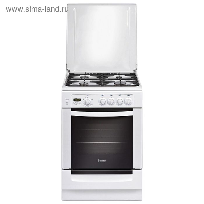 

Плита Gefest ПГ 6100-04 0002, газовая, 4 конфорки, 52 л, газовая духовка, белая