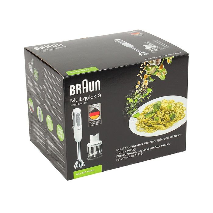 Блендер Braun MQ 320 Pesto, 550 Вт, 2 скорости, 2 насадки, погружной