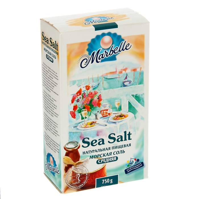 Соль морская Пудофф  Marbelle средняя, помол №1, 750 г