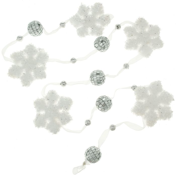 Бусы на ёлку "Зеркальные шарики с резными пушистыми звёздами"