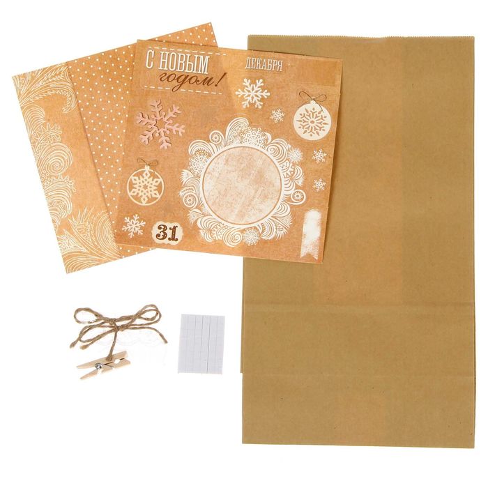 Пакет подарочный без ручек с декором «Крафтовый», 16 × 28 см