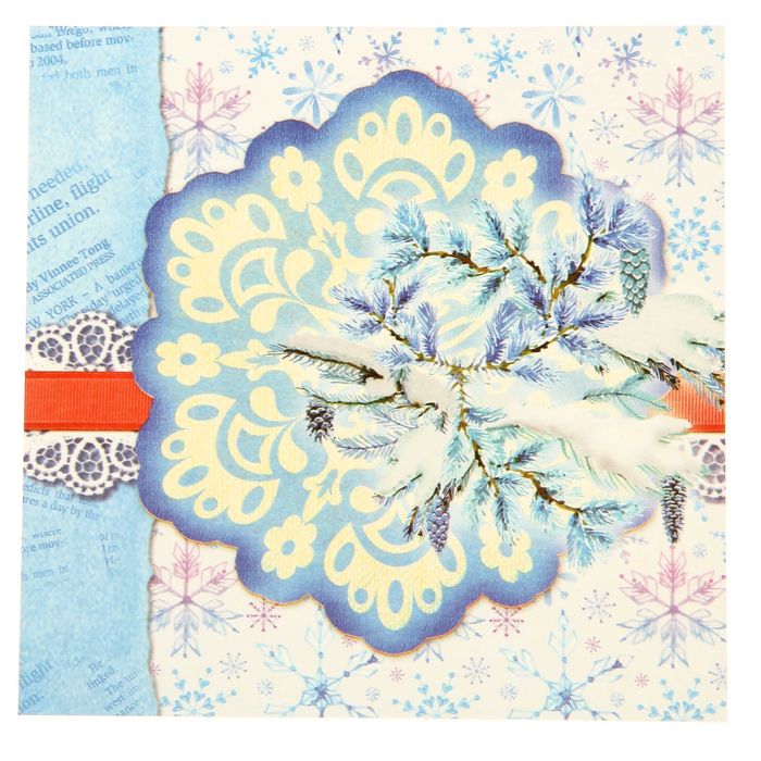 Пакет подарочный без ручек с декором «Сказки о зиме», 16 × 28 см