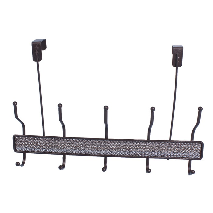 Вешалка надверная, 5 двойных крючков "Плетенка" 46х12х28 см, цвет коричневый