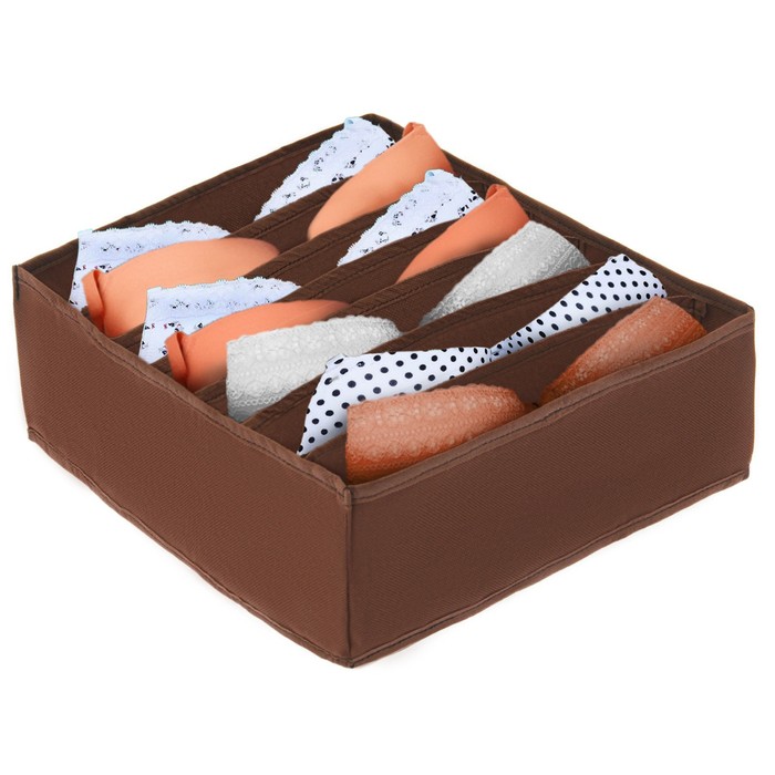 Органайзер для белья 7 ячеек, 32х32х11 см, цвет коричневый