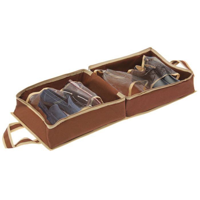 Сумка для обуви 4 пары, 35х30х20 см, цвет коричневый