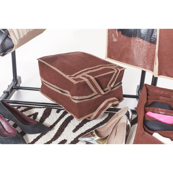 Сумка для обуви 4 пары, 35х30х20 см, цвет коричневый