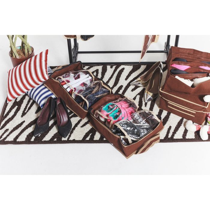 Сумка для обуви 4 пары, 35х30х20 см, цвет коричневый