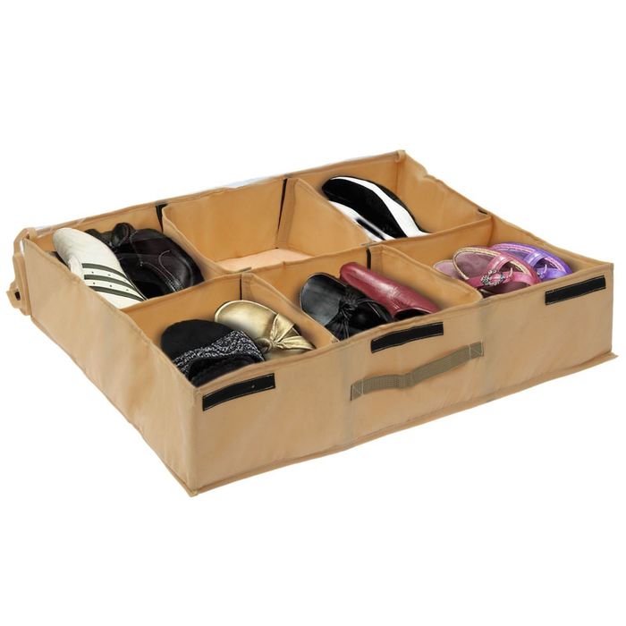 Короб для обуви 6 пар, 69х58х14 см, цвет бежевый