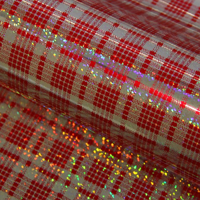 Пленка голография "Клетка", красный, 70 х 100 см