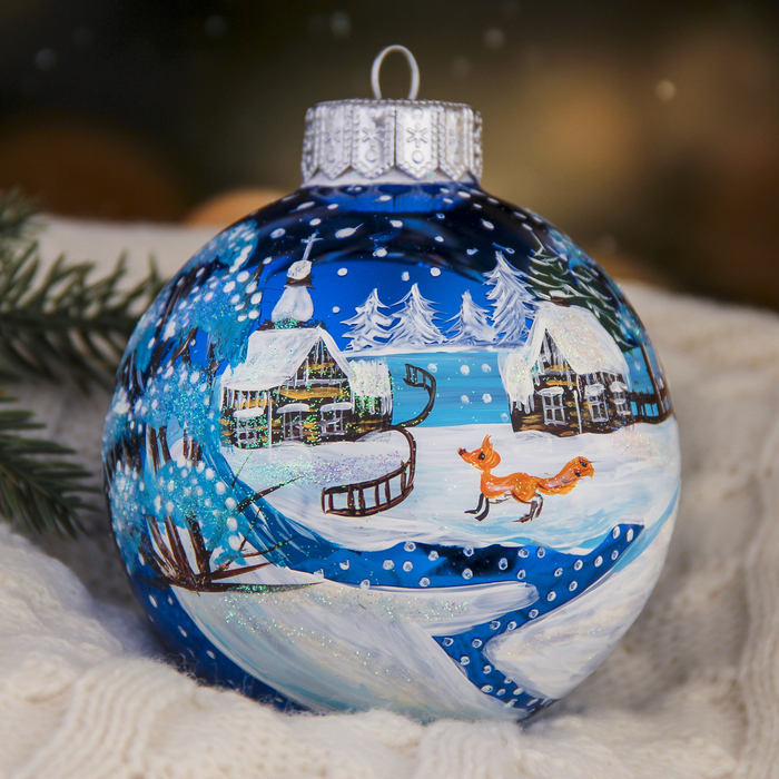 Новогодний шар ручной работы "Лисица" микс