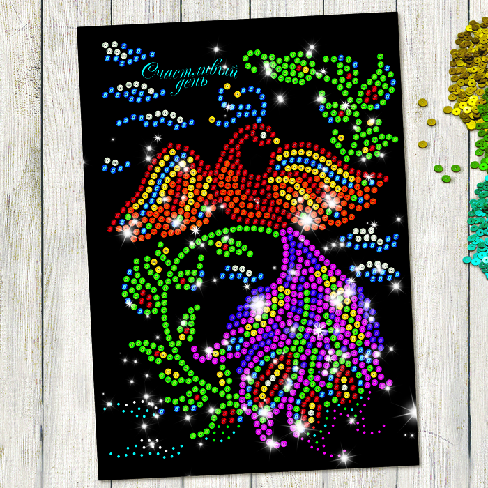 Аппликации пайетками с клеевым слоем "Жар-птица", 30 х 42 см