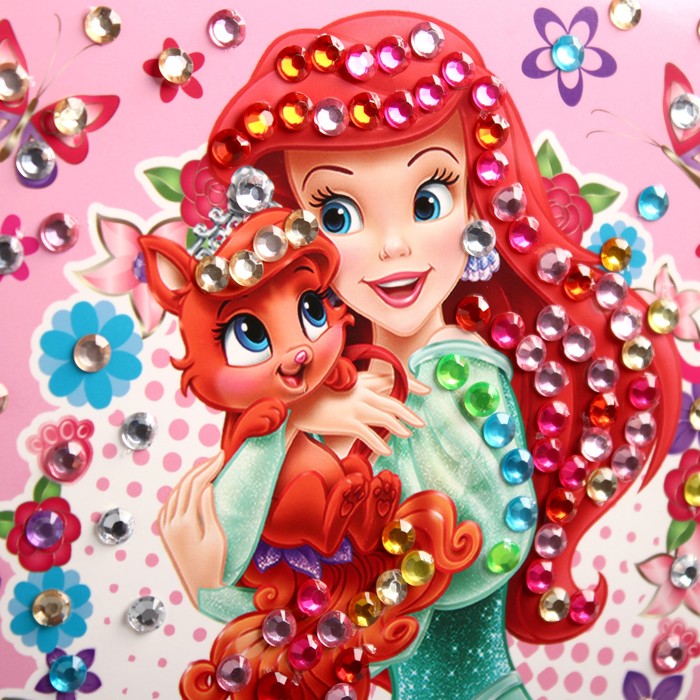 Аппликация перьями и стразами "Самая красивая", Принцессы, бантик, А5