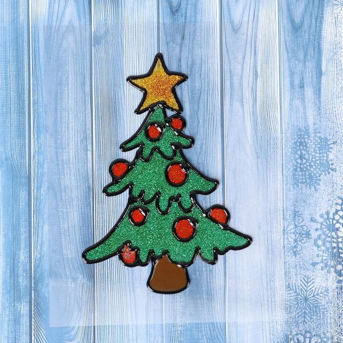 Наклейка на стекло "Шары на ёлке"