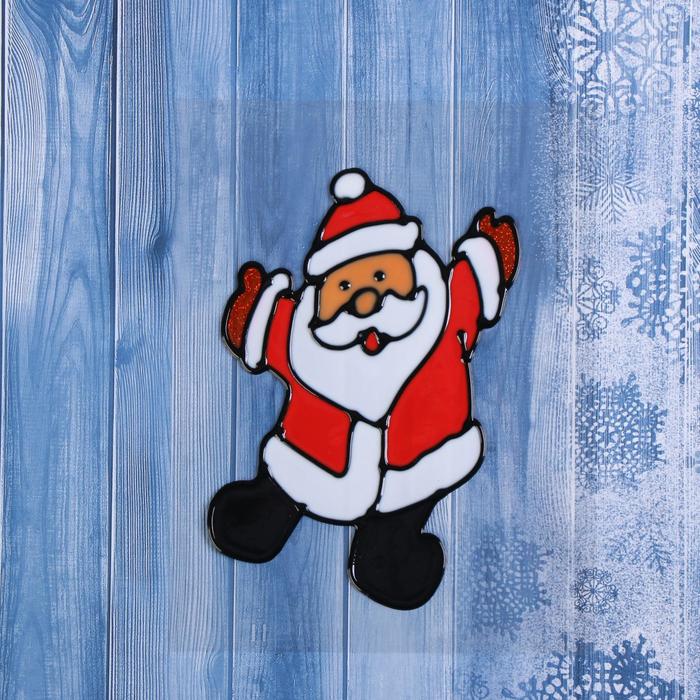 Наклейка на стекло Дед Мороз счастливчик 10х13 см