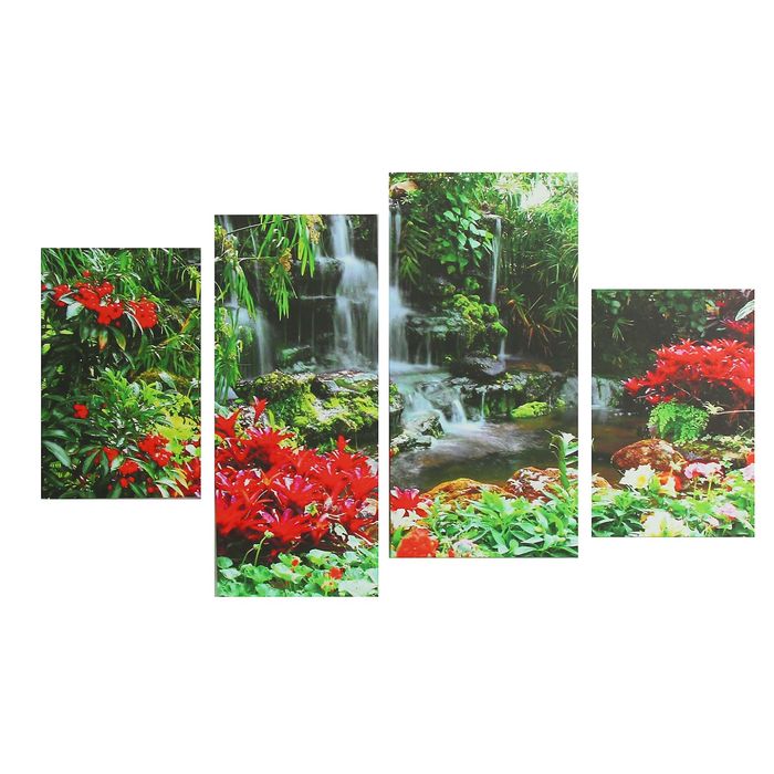 Модульная картина на подрамнике "Водопад в цветах"