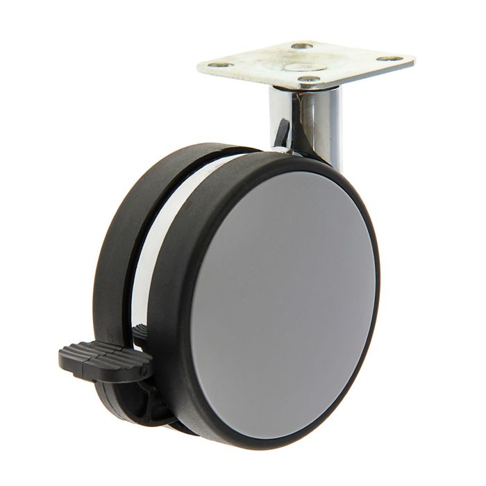 Опора колесная 301А, со стопором, d=82 мм, серая