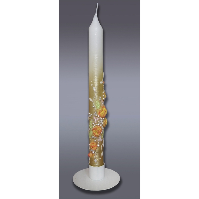 Свеча античная "цветочная фантазия" золотая