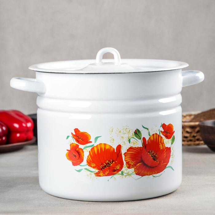 Кастрюля цилиндрическая 9 л "Маки", с петлёй