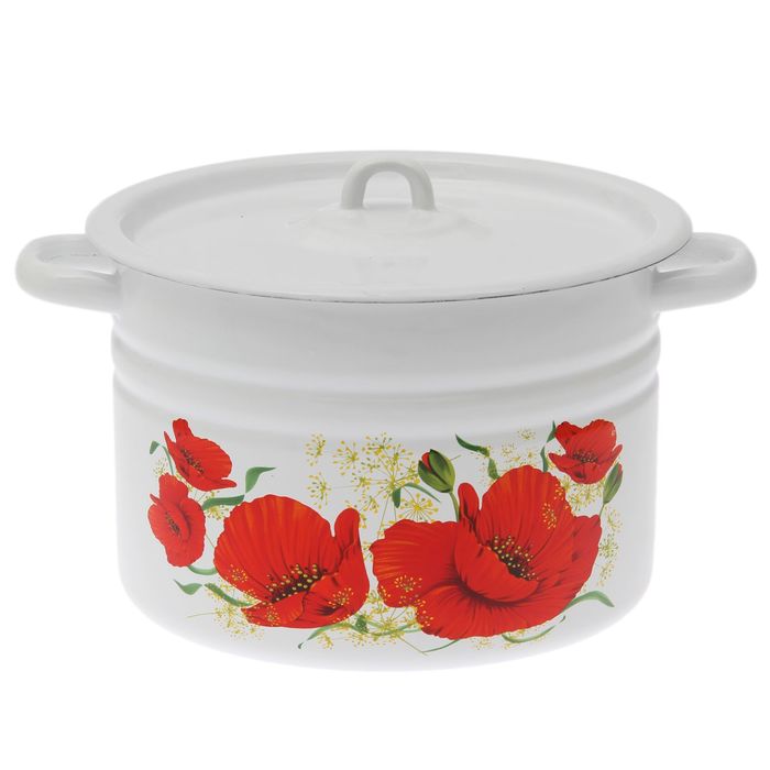 Кастрюля цилиндрическая 8 л "Маки", с петлёй