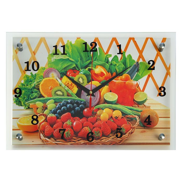 Часы настенные прямоугольные "Фруктово-ягодная фантазия", 25х35 см  микс
