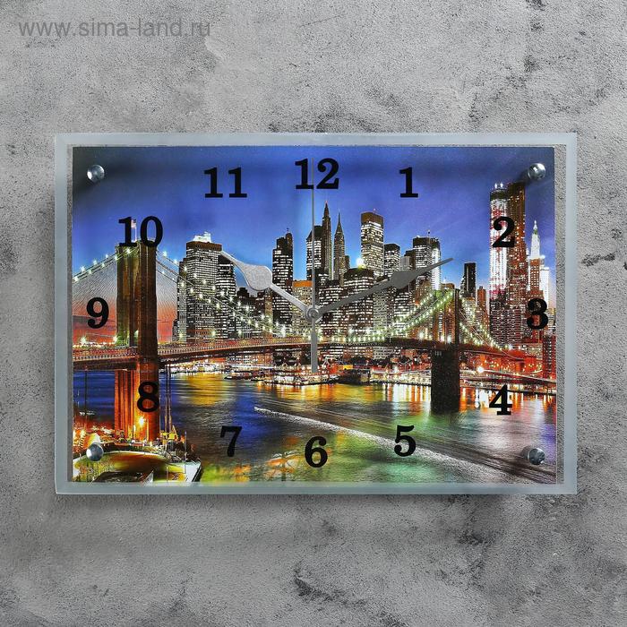Часы-картина настенные, серия: Город, Ночной город и архитектура, 25х35 см