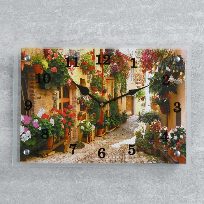 Часы настенные прямоугольные "Цветочная улица", 25х35 см  микс