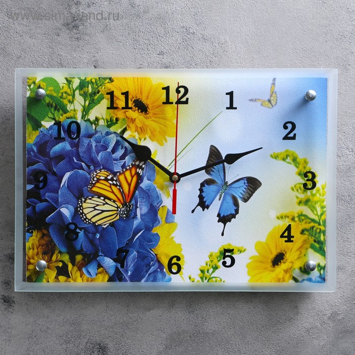 фото Часы настенные, серия: цветы, "бабочки", 25х35 см, микс сюжет