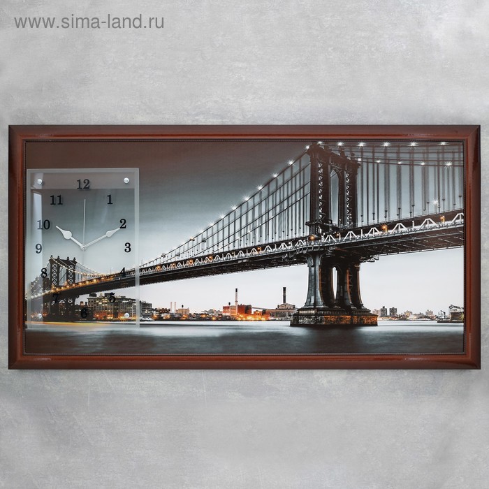 фото Часы-картина настенные, серия: город, "манхэттенский мост", 50х100 см, микс сюжет