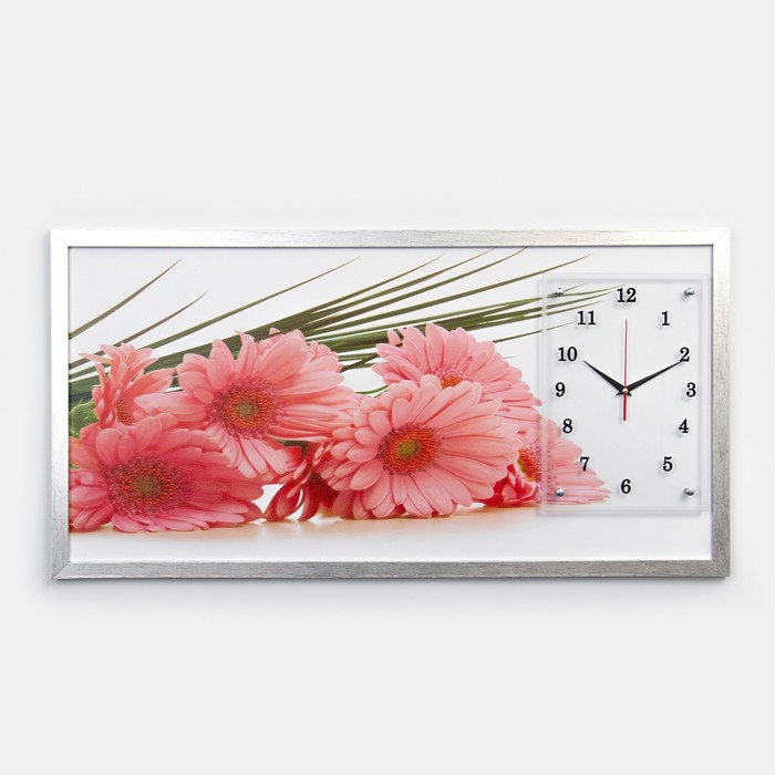 Часы-картина настенные, серия: Цветы, Герберы, 50 х 100 см