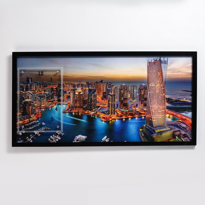 Часы-картина настенные, серия: Город, Дубай, 50 х 100 см