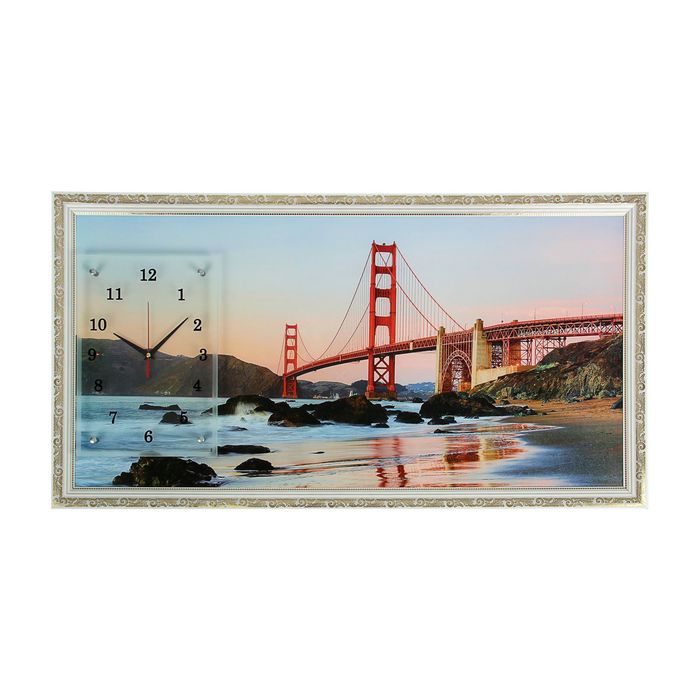 Часы-картина настенные прямоугольные "Золотые ворота", 50х100 см микс