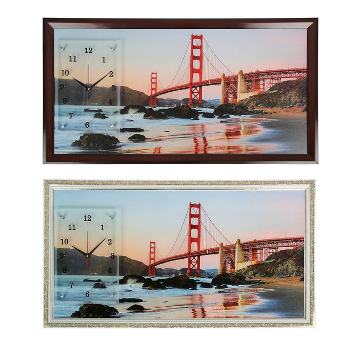 Часы-картина настенные прямоугольные "Золотые ворота", 50х100 см микс