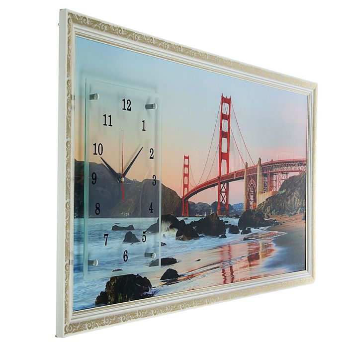 Часы-картина настенные прямоугольные "Золотые ворота", 50х100 см микс