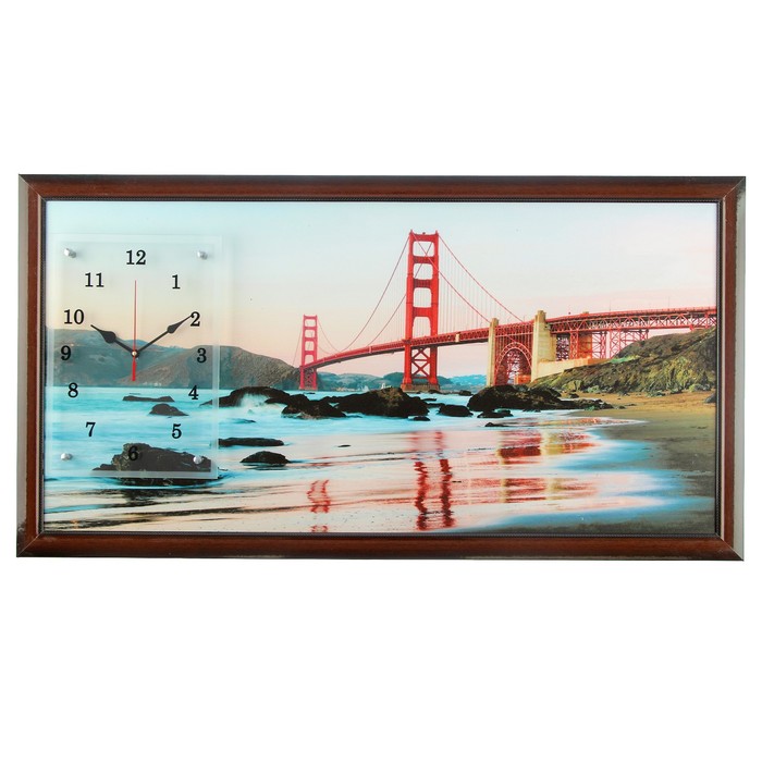 Часы-картина настенные прямоугольные "Золотые ворота", 50х100 см микс