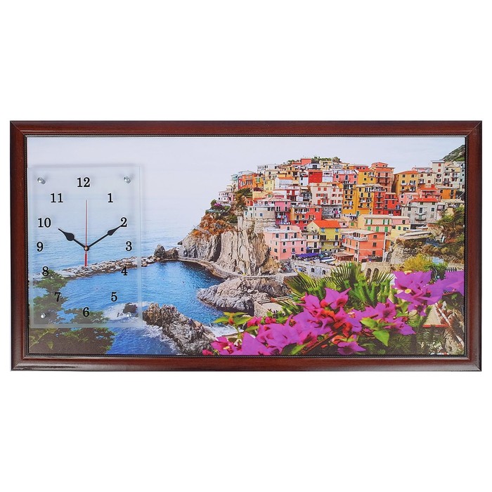 Часы-картина настенные прямоугольные "Италия", 50х100 см микс