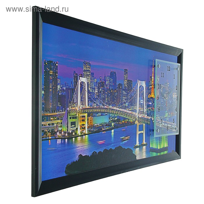 фото Часы-картина настенные, серия: город, "сумерки в нью-йорке", 50 х 100 см сюжет