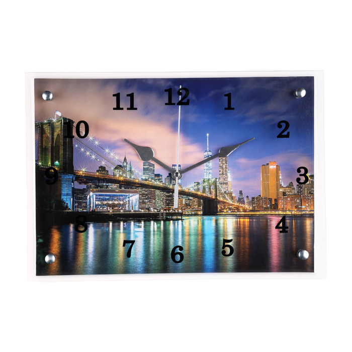 Часы настенные прямоугольные "Ночной город", 25х35 см  микс