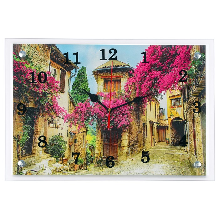Часы настенные прямоугольные "Улочка",  25х35 см микс