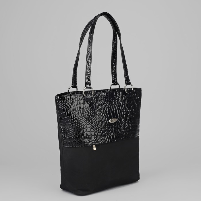 Сумка женская на молнии, 1 отдел, 2 наружных кармана, чёрная