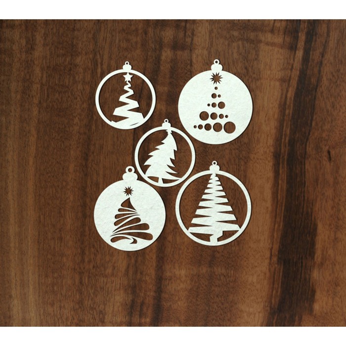 Набор чипбордов 5 деталей "Ёлочные игрушки", 4,5х3,5 см