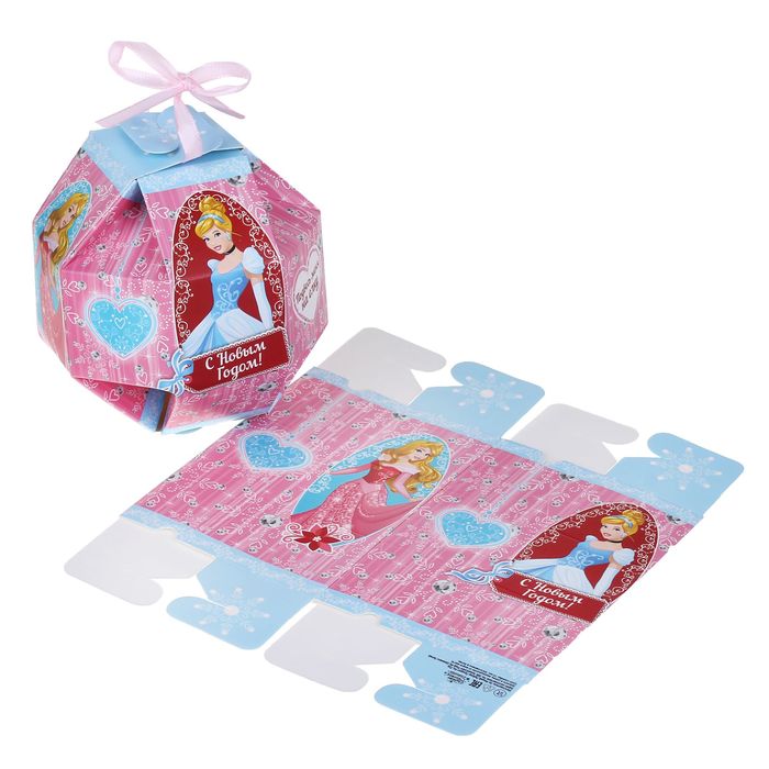 Коробка складная "С Новым годом!", Принцессы, 10 х10x 10 см