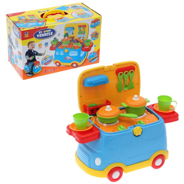 Игровой набор чемодан-каталка "Мобильная кухня", световые и звуковые эффекты, работает от батареек,13 предметов