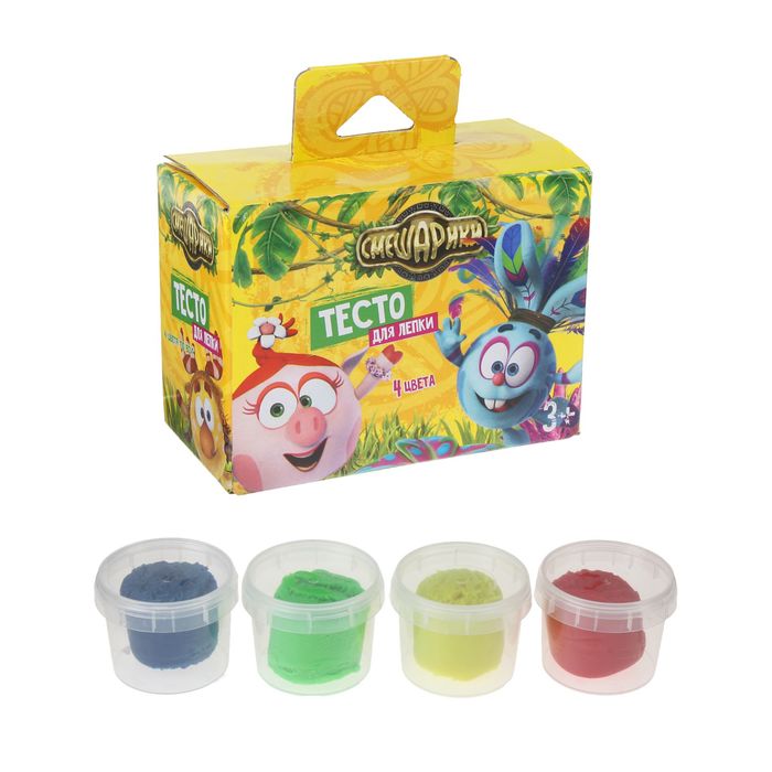 Набор теста для лепки "Смешарики", 4 цвета по 80 г, цвета МИКС