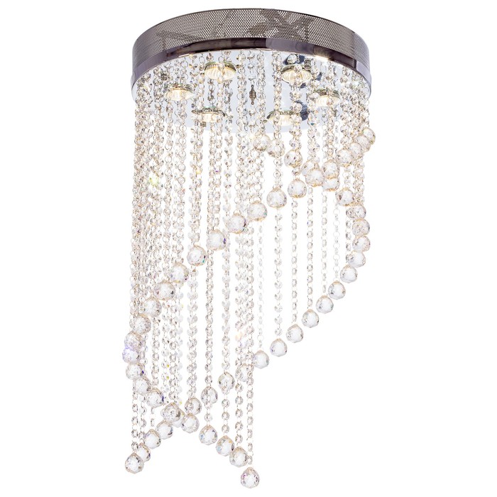 Люстра хрусталь галогенная "Нити" 6 ламп 50W GU10 основание хром с пультом 40х40х70 см