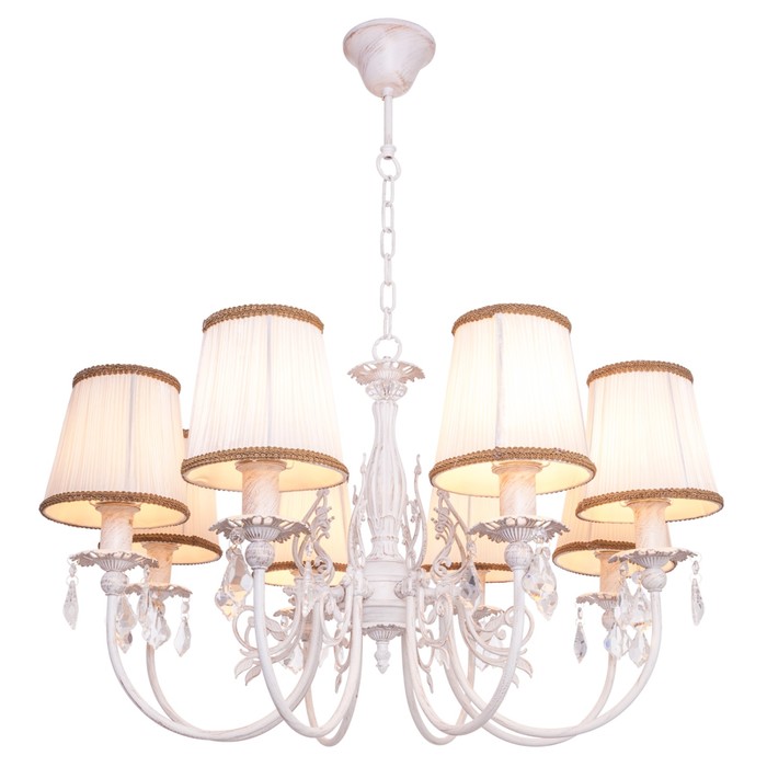 Люстра классика "Лючия" 8 ламп 40W Е14 основание белый, золото 70х70х75 см